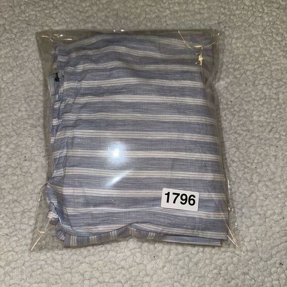 Theory Womens Blue White Linen Blend Button Down Shirt Large EUC - Picture 12 of 12